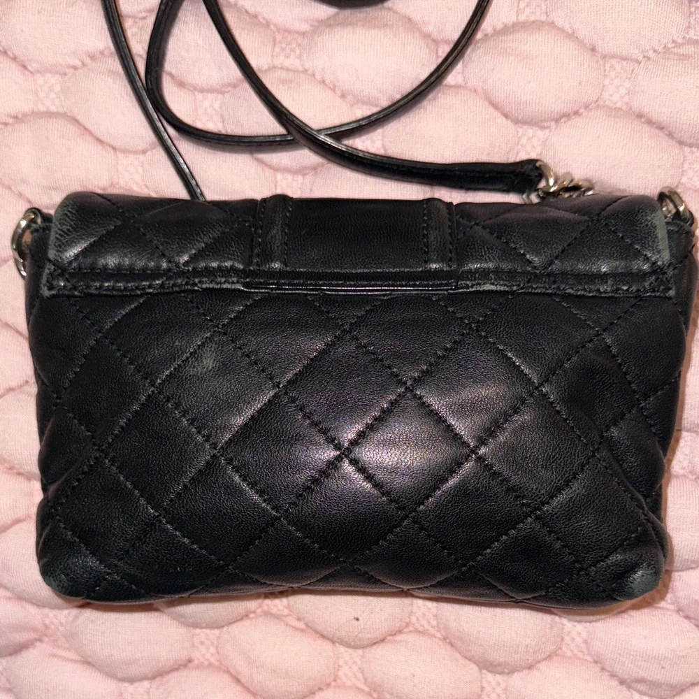 Calvin Klein Black Quilted Crossbody Bag with Silver Accents